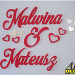 Malwina & Mateusz, Imiona Nowożeńców, Pary Młodej (NA ZAMÓWIENIE) nr 48 Dekoracje Ślubne