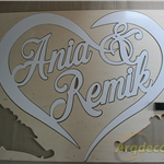 Duże białe serce z imionami Pary Młodej Ania & Remik (NA ZAMÓWIENIE) nr 01 ślub, wesele, dekoracje