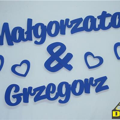 Małgorzata & Grzegorz, Imiona Nowożeńców, Pary Młodej (NA ZAMÓWIENIE) nr 63 Dekoracje Ślubne