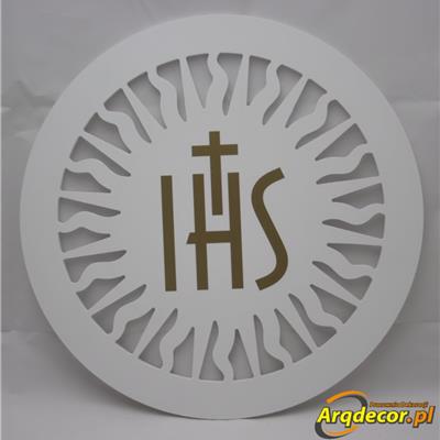 Biała Hostia JHS 50 cm (PCV) - Pierwsza Komunia, Boże Ciało, dekoracje
