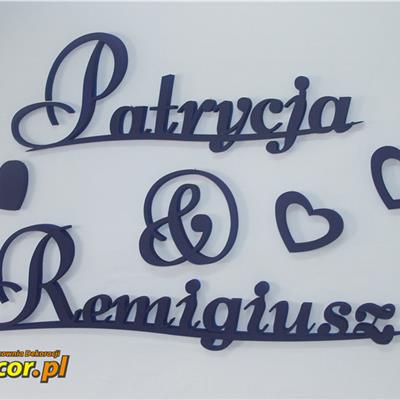Patrycja & Remigiusz, Imiona Nowożeńców, Pary Młodej (NA ZAMÓWIENIE) nr 77 Dekoracje Ślubne
