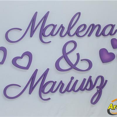 Marlena & Mariusz, Imiona Nowożeńców, Pary Młodej (NA ZAMÓWIENIE) nr 94 Dekoracje Ślubne