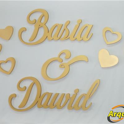 Basia & Dawid, Imiona Nowożeńców , Pary Młodej (NA ZAMÓWIENIE) nr 124 Dekoracje Ślubne