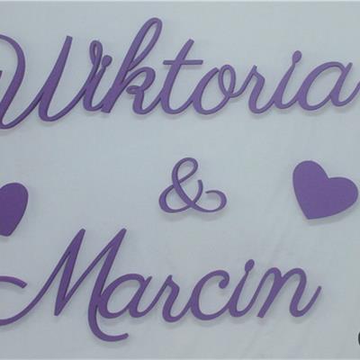Wiktoria & Marcin, Imiona Nowożeńców , Pary Młodej (NA ZAMÓWIENIE) nr 150 Dekoracje Ślubne