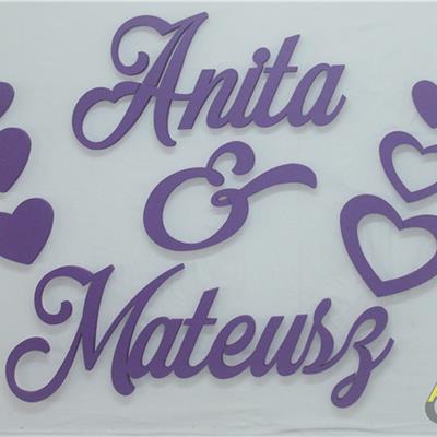 Anita & Mateusz, Imiona Nowożeńców , Pary Młodej (NA ZAMÓWIENIE) nr 155 Dekoracje Ślubne