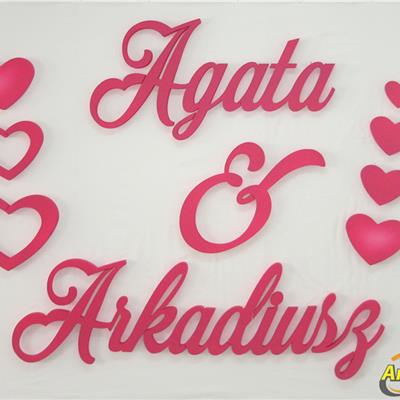 Agata & Arkadiusz, Imiona Nowożeńców , Pary Młodej (NA ZAMÓWIENIE) nr 159 Dekoracje Ślubne