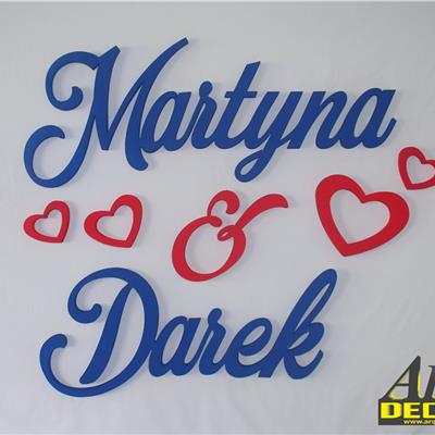 Martyna & Darek, Imiona Nowożeńców, Pary Młodej (NA ZAMÓWIENIE) nr 40 Dekoracje Ślubne