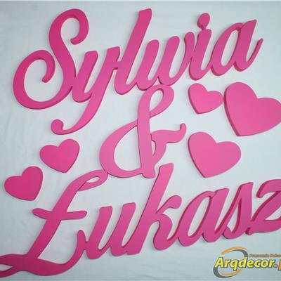 Sylwia & Łukasz , Imiona Nowożeńców , Pary Młodej (NA ZAMÓWIENIE) nr 197 Dekoracje Ślubne