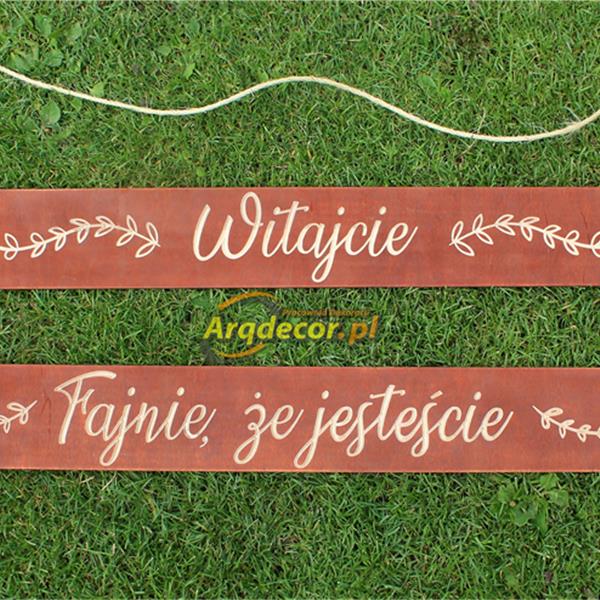 Deseczki rustykalne - komplet z napisem Witajcie - Fajnie, że jesteście, dekoracje rustykalne, ślubne, weselne (NA ZAMÓWIENIE).