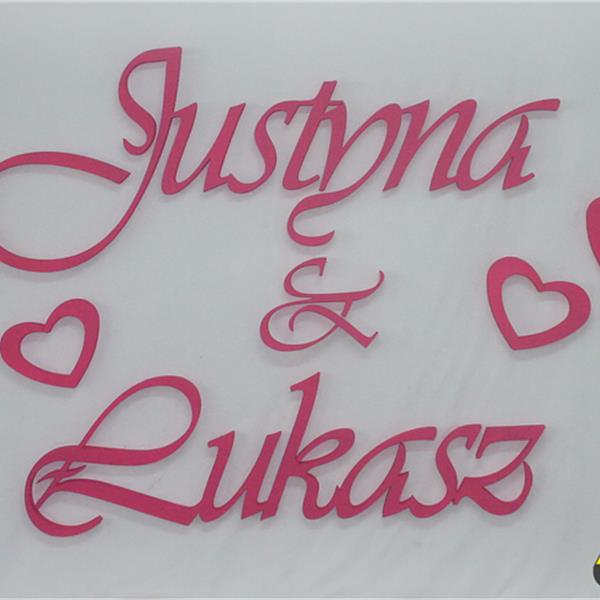 Justyna & Łukasz, Imiona Nowożeńców , Pary Młodej (NA ZAMÓWIENIE) nr 143 Dekoracje Ślubne